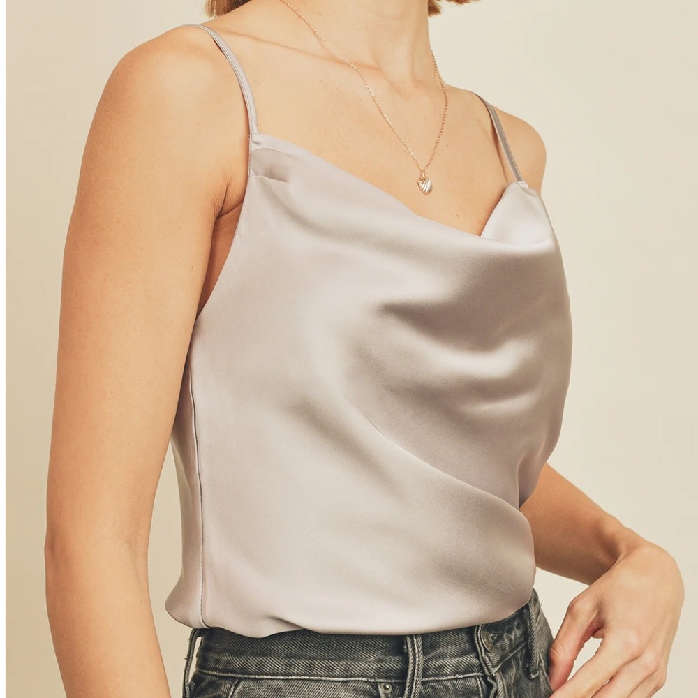 NWT Champagne Satin Bodysuit - Picture 2 of 5